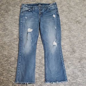 Silver boots cut crop denim jeans 👖